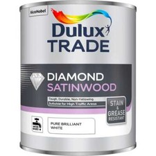 Dulux Diamond Satinwood Paint Pure Brilliant White Tough Durable Stain Resistant