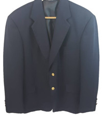 Croft  Barrow Suit Jacket Men 44 R Blue Two Button Wrinkle Resistant