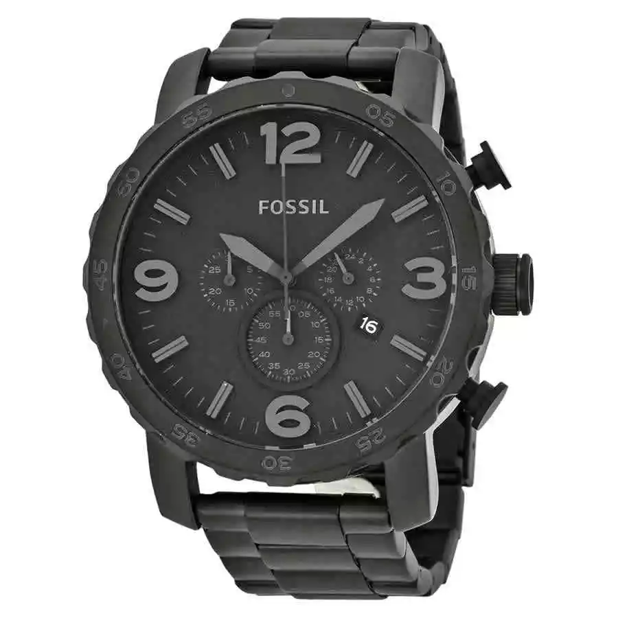 Fossil Nate Chronograph Black Dial Black Ion-plated Men's Watch JR1401  691464937362 | eBay