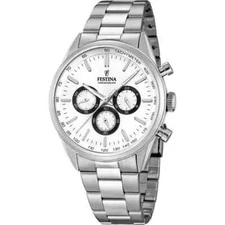 Festina Timeless Chronograph F16820Q Mens Stainless White Analog Dial Wristwatch