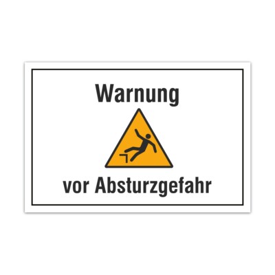 Aluverbund Hinweis Schild 30x20cm - Warnung Absturzgefahr