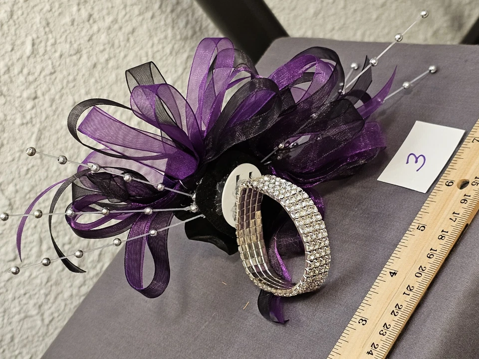 Purple And Black Wristlet Corsage - Image 2 of 2