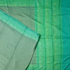 Namaste Vintage Green Sarees 100% Pure Silk Printed Indian Sari 5YD Craft Fabric