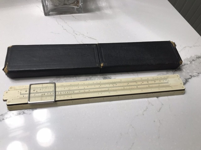 drafting table with slide ruler