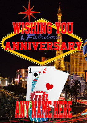 Nevada Las Vegas Glücksspiel Happy Anniversary Karte mia1 A5 personalisierte Grüße