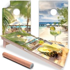 Cornhole Wraps Stickers Cornhole Skins Decal for Boards Drinks on the Beach