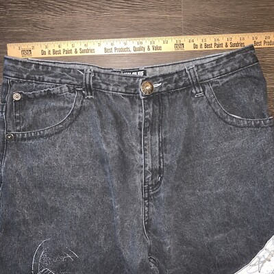 Vintage Raw Blue Urban Denim Shorts Boot Shoe Lace Rap 40 Shoe