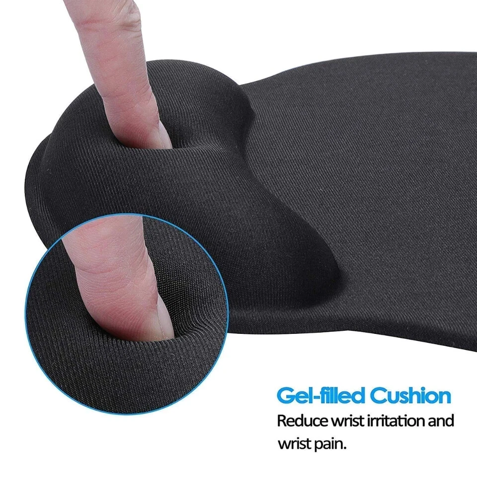 BLACK ANTI-SLIP MOUSE MAT PAD WITH GEL WRIST SUPPORT PC & LAPTOP ~UK SELLER~ - Image 3 of 4