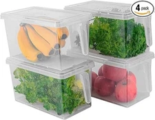 Contenedores Produce Saver para refrigerador con bandeja de drenaje, 5 L x 4.