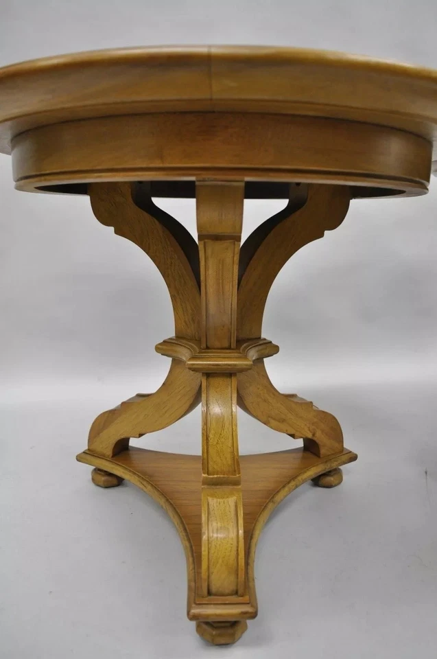 Mesas auxiliares base pedestal de pizarra de nogal estilo campestre francés vintage - un par Foto 3 de 4