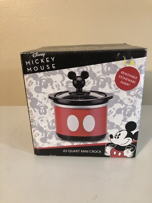 Walt Disney Mickey Mouse Red & Black .65 Quart Mini Crock Pot Brand New W/ Box