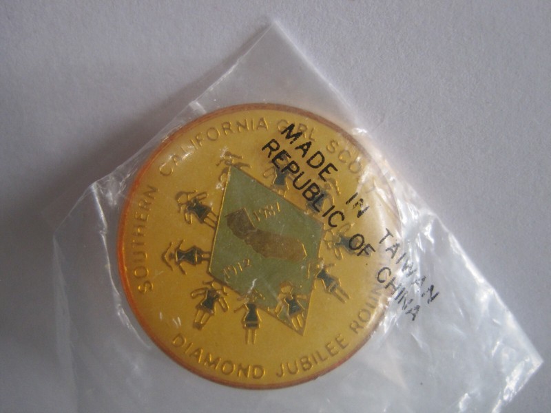 June 26-29, 1987 Girls Scouts USA So CAl Diamond Jubilee Roundup Event Pin/NEW