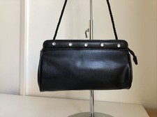Elegant Small Black Purse Rhinestone Crossbody Shoulder Prom Faux Leather Vtg