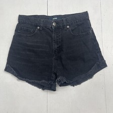 Aero Black Denim Frayed Hem Mom Shorts Women  s Size 6