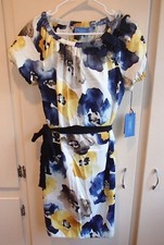 Simply Vera Vera Wang Yellow Blue White Floral Sheath Dress Size Small NWT