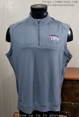 ADIDAS Vest Pullover Golf 1/2 Zip Jacket Shirt Grey Polyester Stretch Sz L