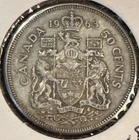 1963 Canadian Half Dollar. 80% Silver. Free Shipping