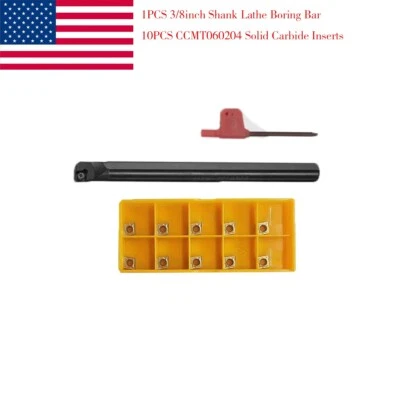 ZIMI 3/8" SHANK S06-SCLCR02 Indexable Boring Bar + 10pcs CCMT060204 Carbide Insert US