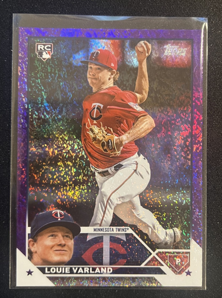 2023 Topps Series 2 #441 Louie Varland Purple Foil Board /799 Twins Blue Jays RC