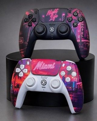 Dualsense PS5 Custom Controller Miami Night Life TMR Sticks