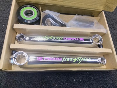 Old School Style Bmx Crank Set Haro Freestyler Logo Pink 175mm Chrome Am B/B