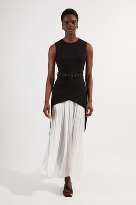 Karen Millen A-Line Midi Dress M in Black RRP £119