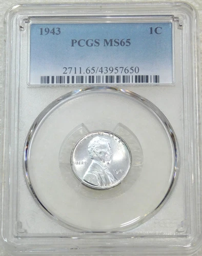 1943 P Lincoln Wartime Steel Cent PCGS MS65 Very Bright PQ New Holder #F224Z