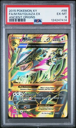 2015 POKEMON XY ANCIENT ORIGINS #98 FULL ART/M RAYQUAZA EX PSA 6