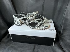 Women’s Nine West Dress Shoe Strappy Taupe Multicolor Mace Snake Size 8.5 M