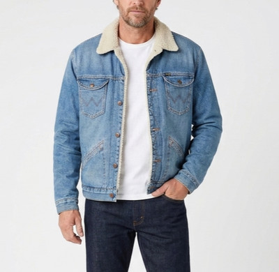 WRANGLER Icons 124MJ Sherpa Jeansjacke Herren Größe L Thermo