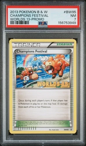2013 POKEMON BLACK & WHITE PROMO WORLDS 13 #BW95 CHAMPIONS FESTIVAL PSA 7