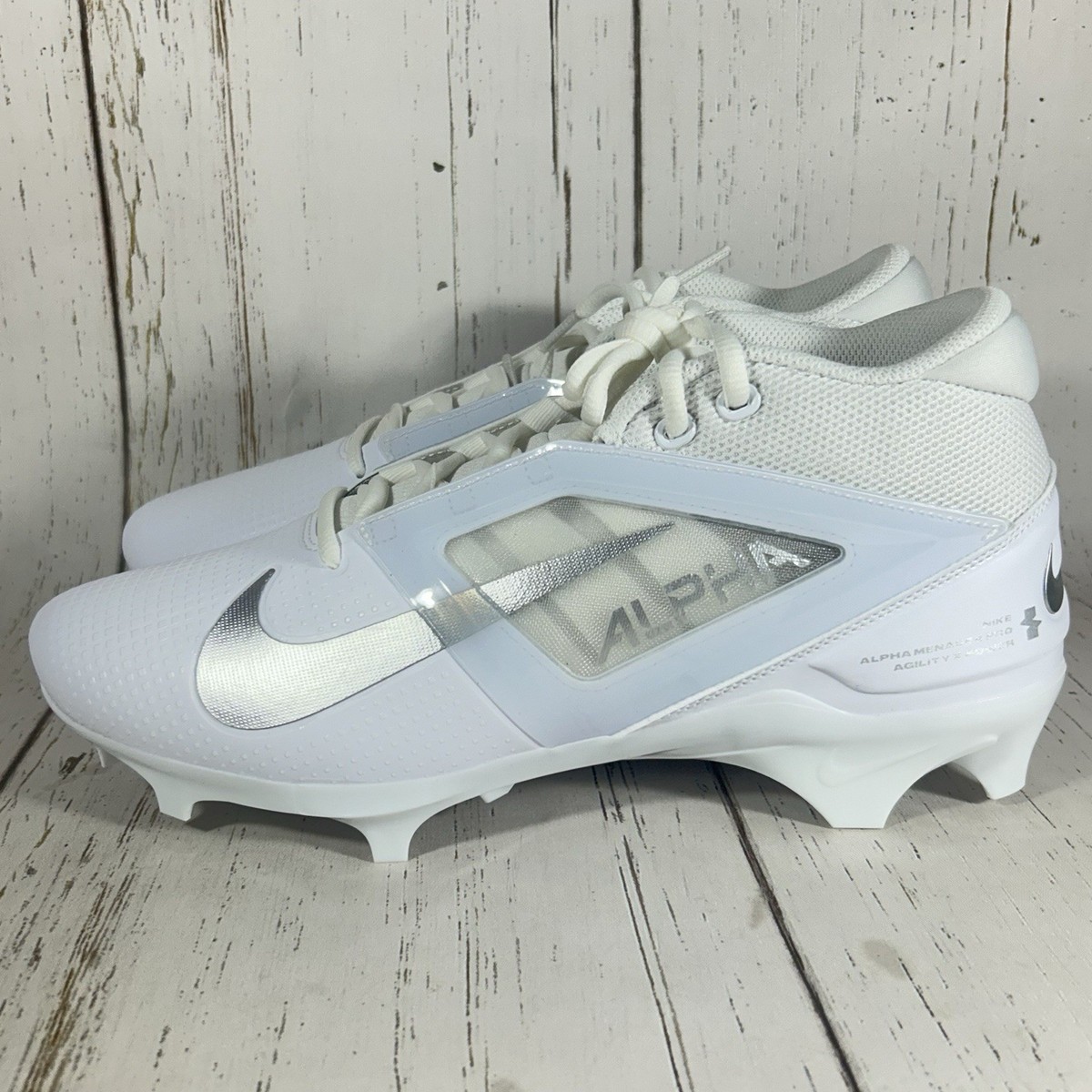 Nike Alpha Menace 4 Pro White Metallic Silver Football Cleats FD7037-101 Nike Alpha Menace 4 Pro Football Cleats Size | Mercari main image 2