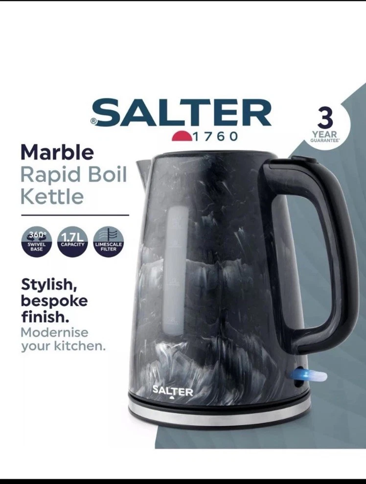 Salter Marble Kettle 1.7L 360° Base Boil Dry Sensor/Auto Shut-Off 3000W