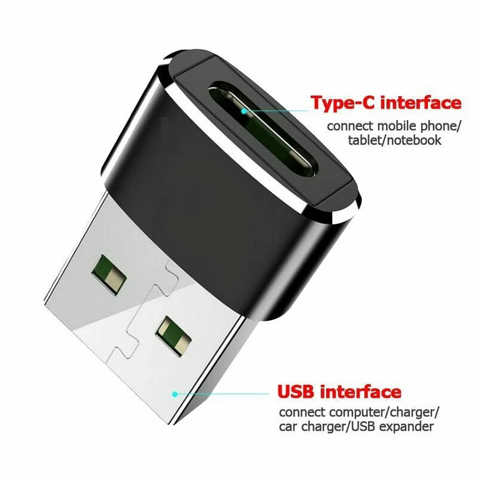 USB 3.1 Type C Female to USB A Male Adapter Converter Connector Charger Plug - Image 3 of 4