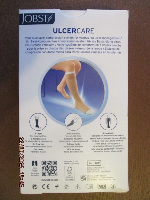 jobst ulcer care compression socks. Black size large 1 stocking two white liners - Image 4 of 4
