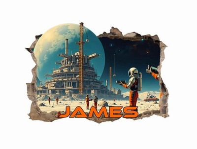 Personalisierte Wandbilder Weltraum Schlafzimmer - 3D Vinyl Aufkleber individueller Name Sticker 46