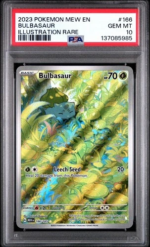 2023 POKEMON MEW EN-151 ILLUSTRATION RARE #166 BULBASAUR PSA 10