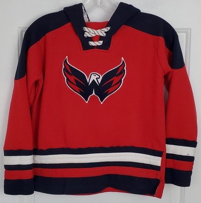 Washington Capitals Youth Ageless Revisited Lace-Up Neck Hoodie - Size M - GUC
