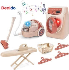 Toy Washing Machine & Vacuum Playset for Kids, Mini Washing Machine Laundry Set