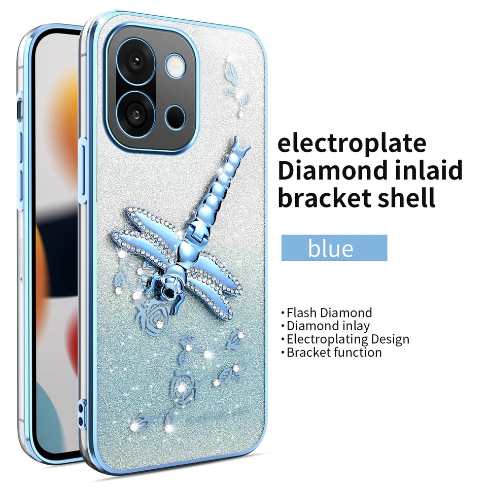 For OnePlus 13T, Fashion Bling Glitter Butterfly Stand Soft Clear Cover Case - Image 4 of 4