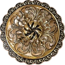 Vintage Gold-Tone Filigree Round Metal Scarf Clip Made in West Germany