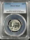 1955-D 25C Washington Quarter Dollar PCGS MS65   80476054