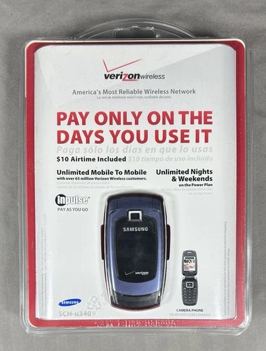 New in Box Samsung Snap SCH-U340 Blue & Black Rare CDMA Flip Phone Verizon 3G