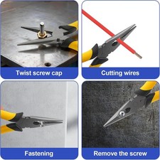 Wiojided 8-Inch Needle-Nose Pliers with Wire Cutter, Soft Grip