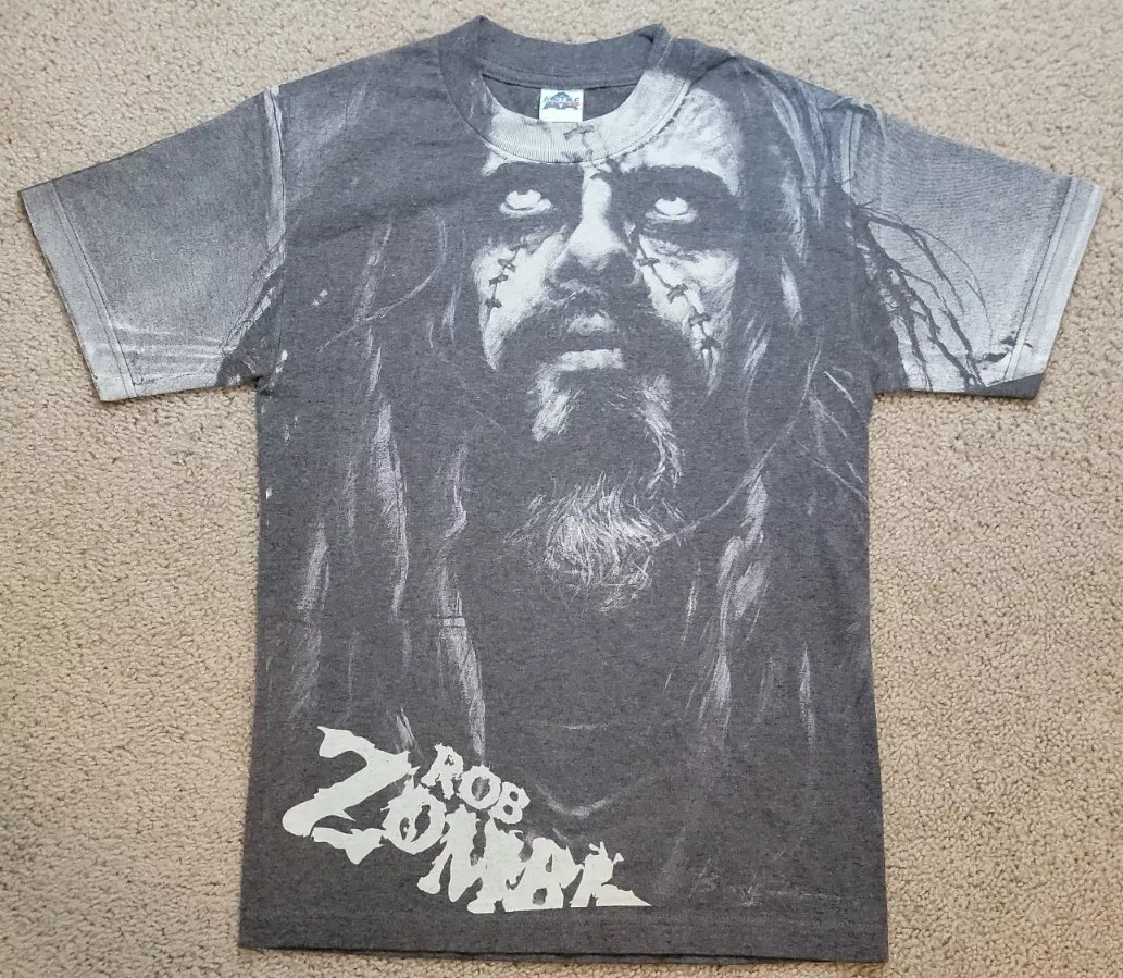 RARE Vintage Rob Zombie Crew Neck T-Shirt All Over Print Band T