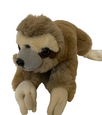 FAO Schwarz Pet 2020 Sloth Plush Stuffed Animal 16" Brown Laying Down Zoo Toy