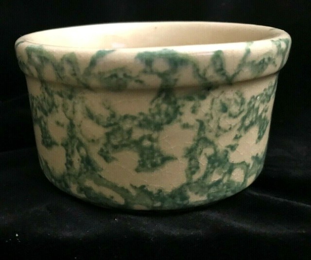 Robinson Ransbottom Pottery Roseville Ohio GREEN Spongeware small bowl