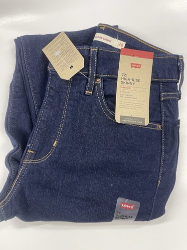 Levi’s Women’s 721 High-Rise Skinny Dark Wash Blue Jeans NWT Choose Your Size - Picture 3 of 10