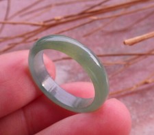 Certified Icy Green Burma Natural A JADE Jadeite Circle RING USA. 8    580264