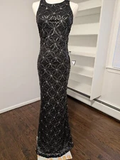 NWT Betsy & Adam Black Sequined Dress Sz 2
